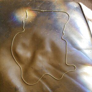 Women's Sterling Silver Long Bead Link Necklace - Gold Tone